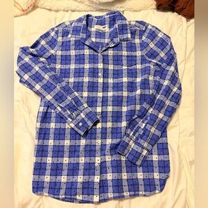 Old Navy women’s M polka dot striped button up long sleeve top classic fit